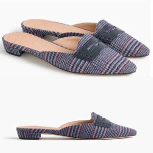 J.Crew plaid slip on mules shoes